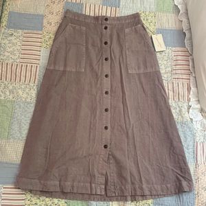 Universal Thread Button Down Linen Midi Skirt